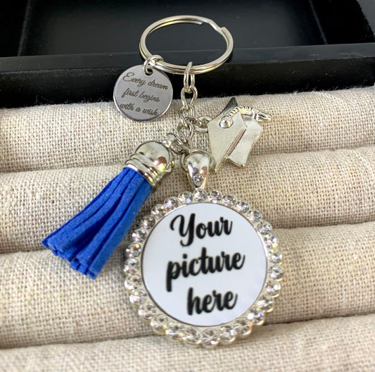 Every dream first begins with a wish rhinestone keychain