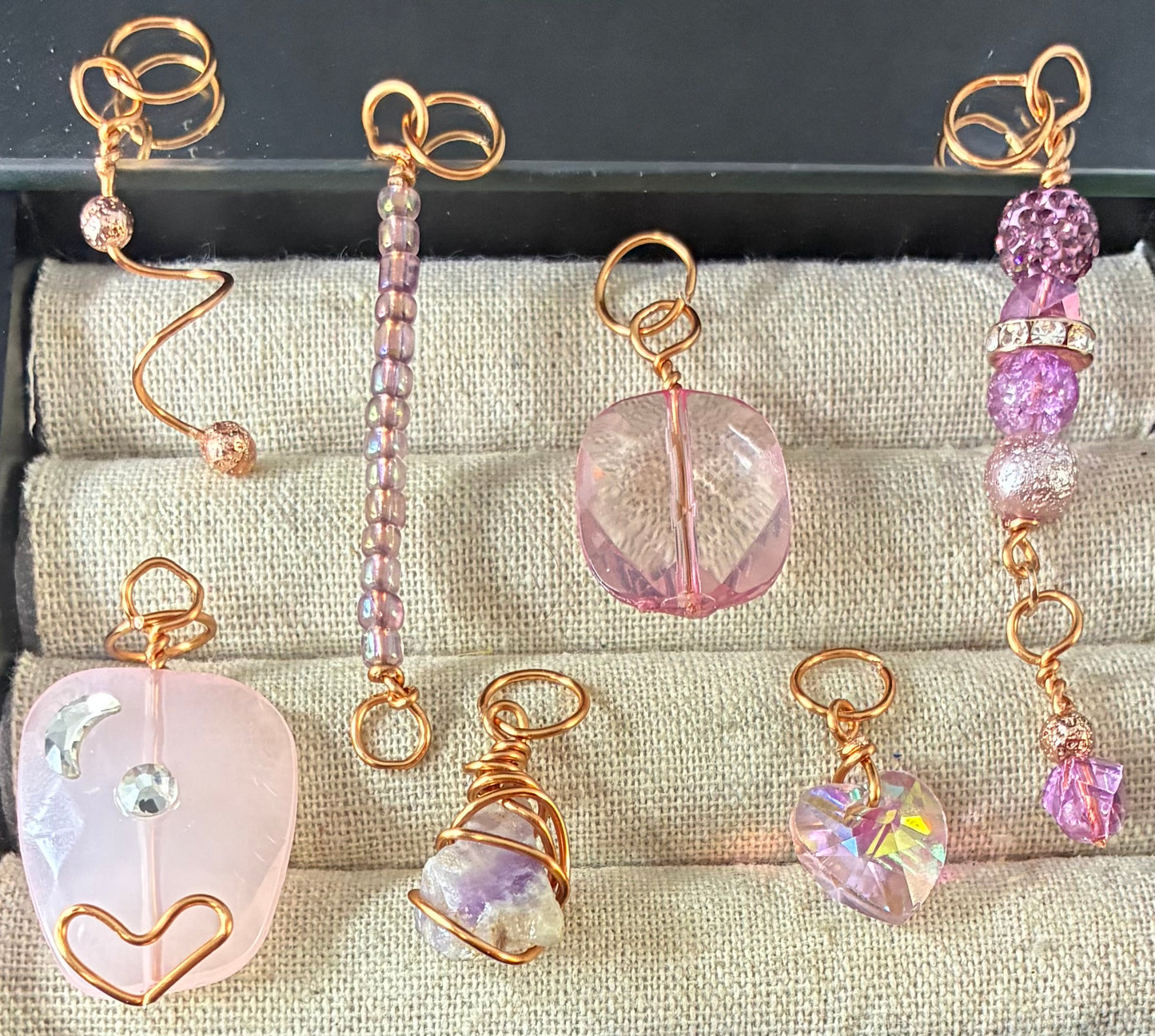 Pink & copper hair charms